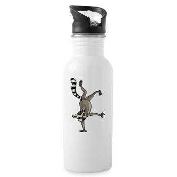 Lemur Affen Lustiger Tierliebe Liebhaber Geschenk - Trinkflasche mit integriertem Trinkhalm - Weiß - Rechts