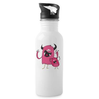 Big monster little monster pink hoerner - Water bottle with straw - white - Right