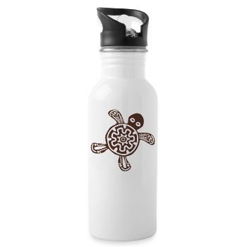 Tortoise turtle drawing mexico brown - Water bottle with straw - white - Right