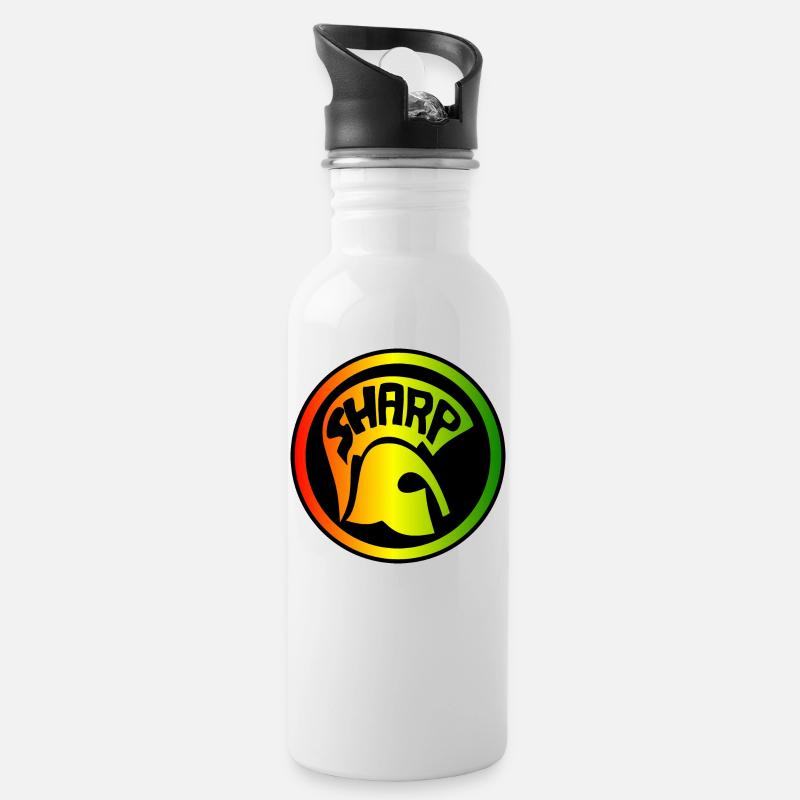 SHARP Logo - Trinkflasche mit integriertem Trinkhalm - Weiß