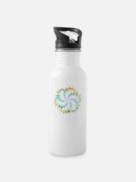 Kornkreis / Crop Circle Spiral - Galaxy Universum - Trinkflasche mit integriertem Trinkhalm - Weiß