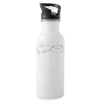Tierliebe Hundepfoten - Trinkflasche mit integriertem Trinkhalm - Weiß - Rechts