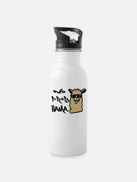Cadeau de dire amusant de lama cool d'alpaga sans proba lama - Gourde avec paille intégrée - blanc