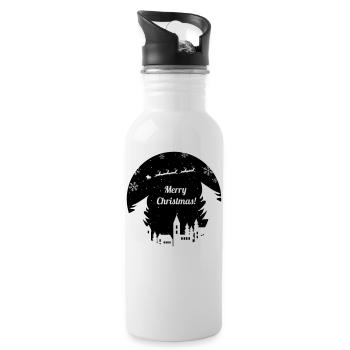 Merry Christmas Xmas reindeer Advent family - Water bottle with straw - white - Right
