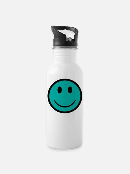smiley capri - Trinkflasche mit integriertem Trinkhalm - Weiß