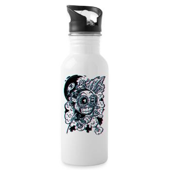 Mechaniker 3D - Trinkflasche mit integriertem Trinkhalm - Weiß - Rechts