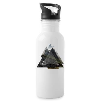 Dreieck Geometrie Landschaft Dolomiten - Trinkflasche mit integriertem Trinkhalm - Weiß - Rechts