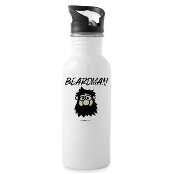 Beardman funny gift idea bearded man - Water bottle with straw - white - Right