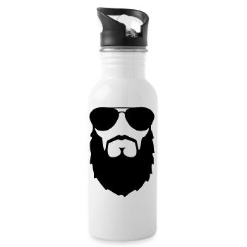 beard muslim boss sir gentleman hipster geek - Water bottle with straw - white - Right