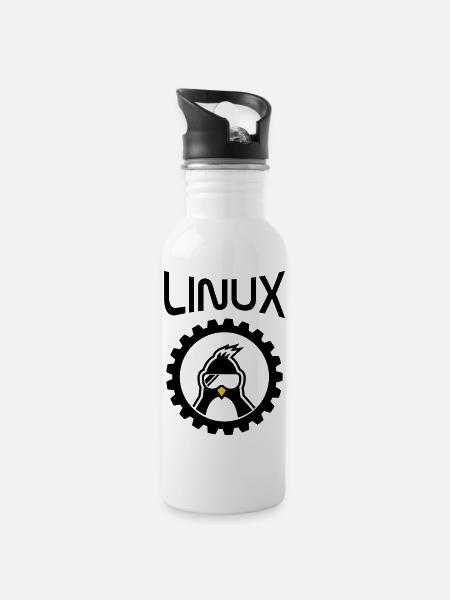 roue linux - Gourde avec paille intégrée - blanc