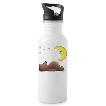 süßer Teddybär - Bär - Trinkflasche mit integriertem Trinkhalm - Weiß - Rechts
