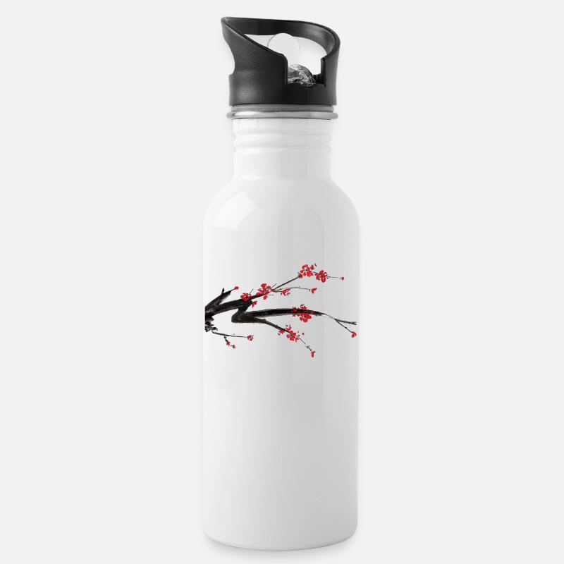 Sakura fleurs de cerisier - Gourde avec paille intégrée - blanc