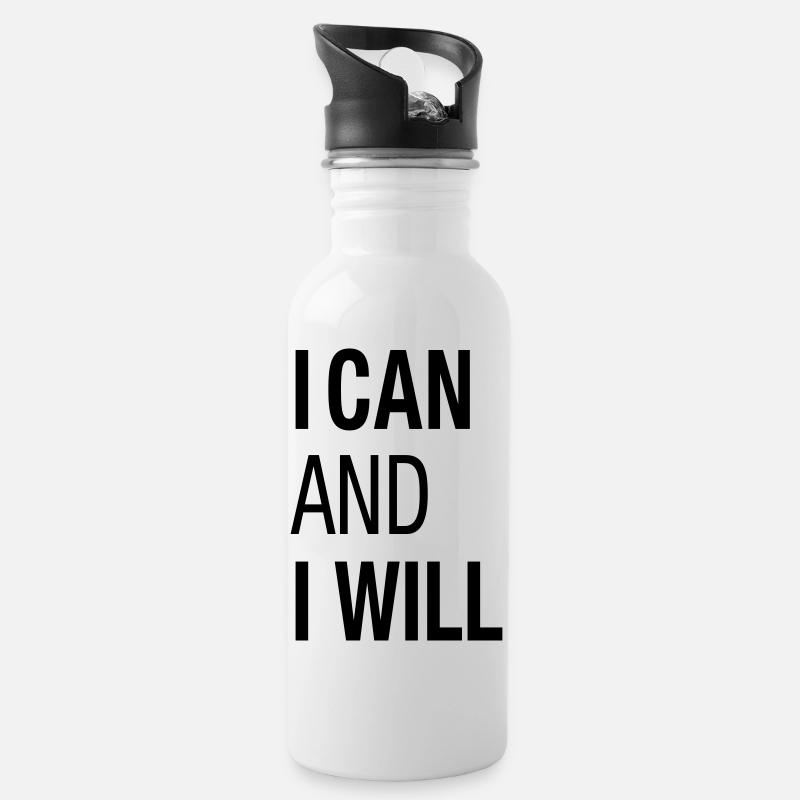 I Can And I WIll Do - Trinkflasche mit integriertem Trinkhalm - Weiß