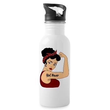 GIRL POWER - Gourde avec paille intégrée - blanc - Droite