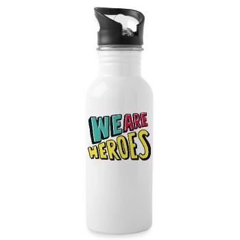 We are heroes colorful - Water bottle with straw - white - Right