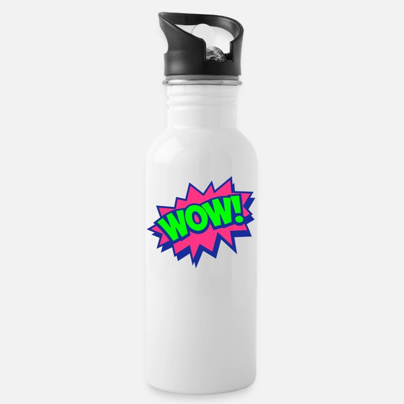 01 WOW Popart Étoile - Gourde avec paille intégrée - blanc