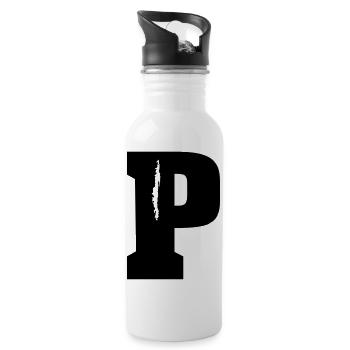 P - Buchstabe - Trinkflasche mit integriertem Trinkhalm - Weiß - Rechts