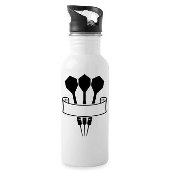 Dart Banner Logo - Trinkflasche mit integriertem Trinkhalm - Weiß - Rechts