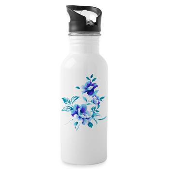 Schöne blaue Blumen Blume blau Sommer sommerlich - Trinkflasche mit integriertem Trinkhalm - Weiß - Rechts
