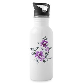 Schöne Blumen Blume lila schön Sommer sommerlich - Trinkflasche mit integriertem Trinkhalm - Weiß - Rechts
