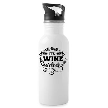 Wine o clock - l'heure des amateurs de vin - Gourde avec paille intégrée - blanc - Droite