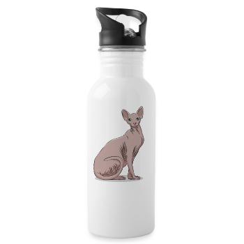 Sphynx Sphinx Katze Kätzchen Haustier Geschenk - Trinkflasche mit integriertem Trinkhalm - Weiß - Rechts