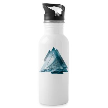 Triangle surfer wave - Water bottle with straw - white - Right