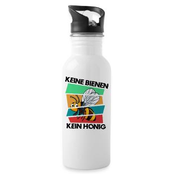 KEINE BIENEN, KEIN HONIG - Trinkflasche mit integriertem Trinkhalm - Weiß - Rechts