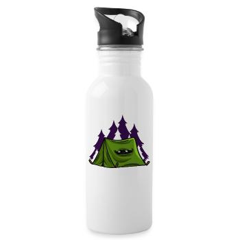 Camping Zelten Wandern Camper Menschen Geschenk - Trinkflasche mit integriertem Trinkhalm - Weiß - Rechts