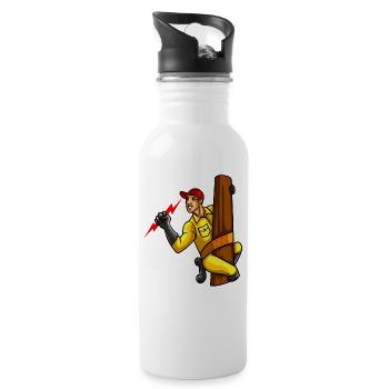 Lineman Elektriker Amerika Flagge Usa Geschenk - Trinkflasche mit integriertem Trinkhalm - Weiß - Rechts
