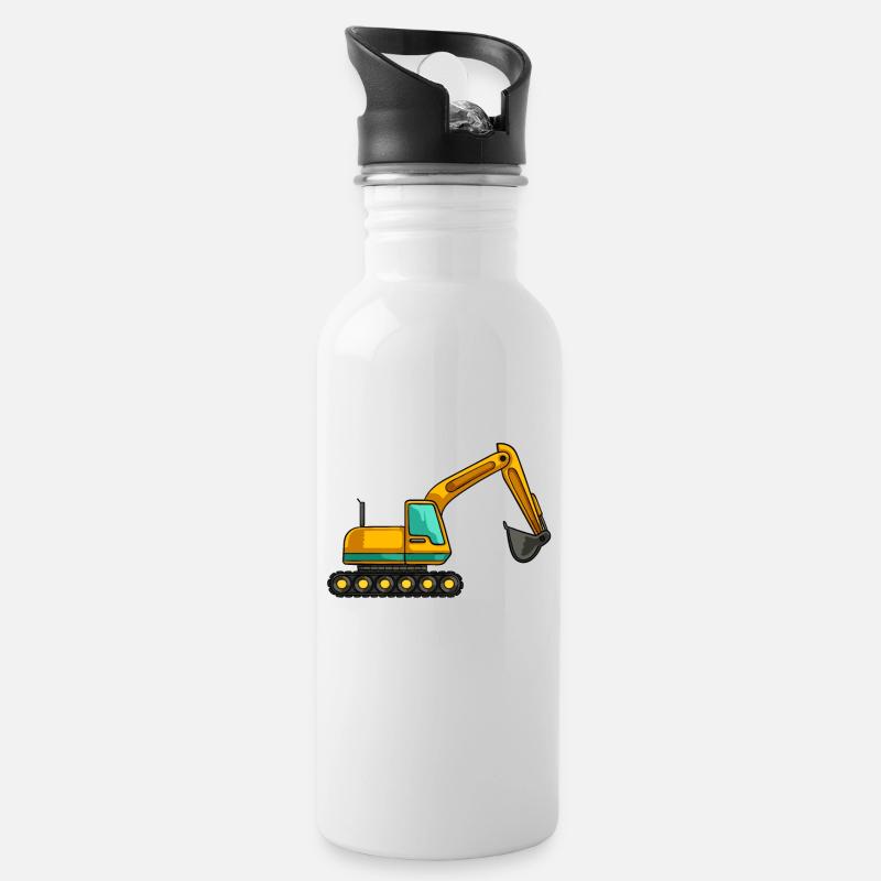 Bagger Baggerfahrer Arbeiter Lustig Geschenk - Trinkflasche mit integriertem Trinkhalm - Weiß