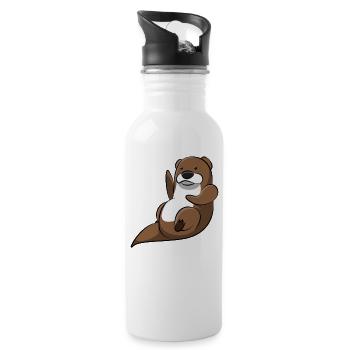 Loutre Aquarius Loutre Cadeau Loutre Nain - Gourde avec paille intégrée - blanc - Droite