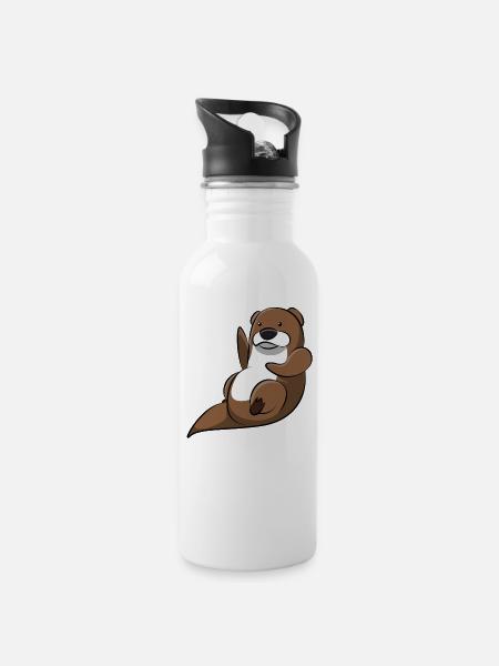 Loutre Aquarius Loutre Cadeau Loutre Nain - Gourde avec paille intégrée - blanc