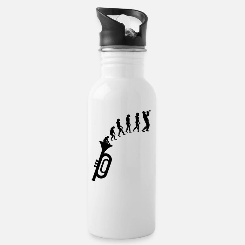 Trompete Evolution Trompeter Musiker Orchester - Trinkflasche mit integriertem Trinkhalm - Weiß
