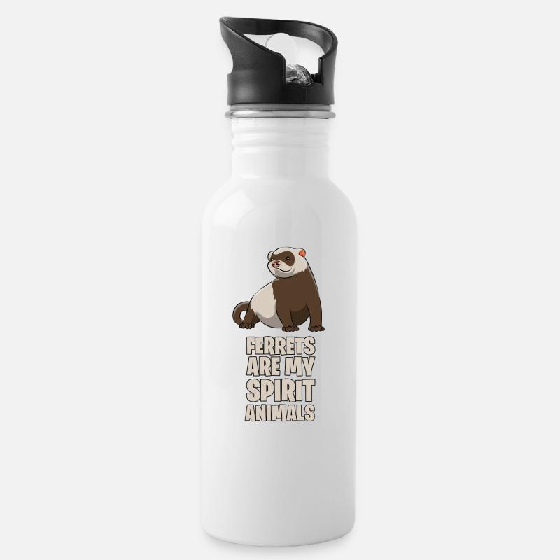 Frettchen Süßes Lustig Liebhaber Haustier Geschenk - Trinkflasche mit integriertem Trinkhalm - Weiß