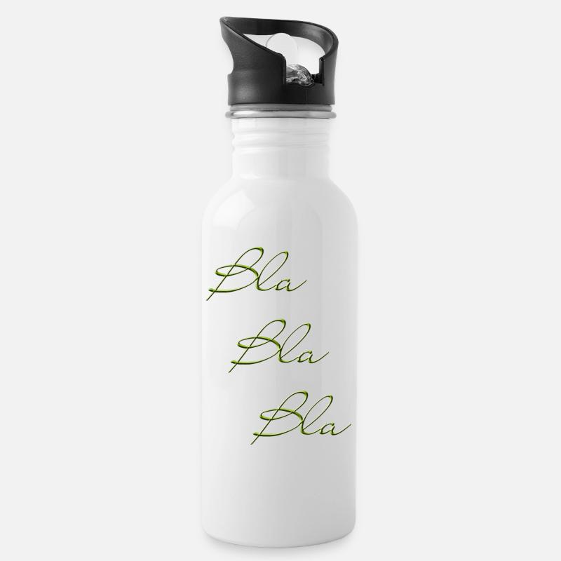 Bla Bla Dreifach Grüner Script - Trinkflasche mit integriertem Trinkhalm - Weiß