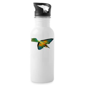 Bee-eater bird - Water bottle with straw - white - Right