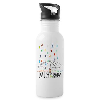 dancing in the rain - Trinkflasche mit integriertem Trinkhalm - Weiß - Rechts