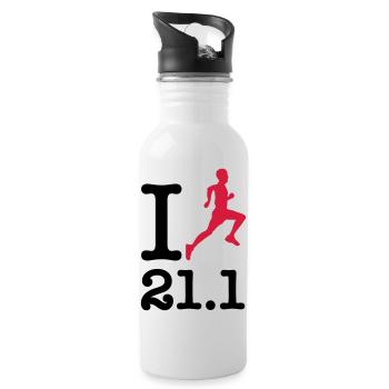 Half Marathon 21.1 - Water bottle with straw - white - Right