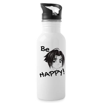 Conception de chemise cool Manga Be Happy - Gourde avec paille intégrée - blanc - Droite