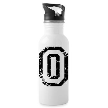 Letter O (Distressed) two-color Black/White - Water bottle with straw - white - Right