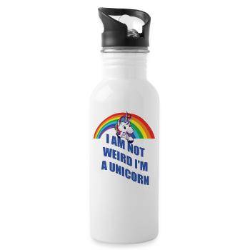 Unicorn Unicorn NOT WEIRD Shirt Gift - Water bottle with straw - white - Right