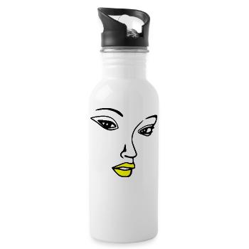 Cool Pretty Woman Face by Milaino - Water bottle with straw - white - Right