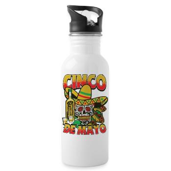 Cinco De Mayo Fiesta Party Funny Mexicans Mexico - Water bottle with straw - white - Right