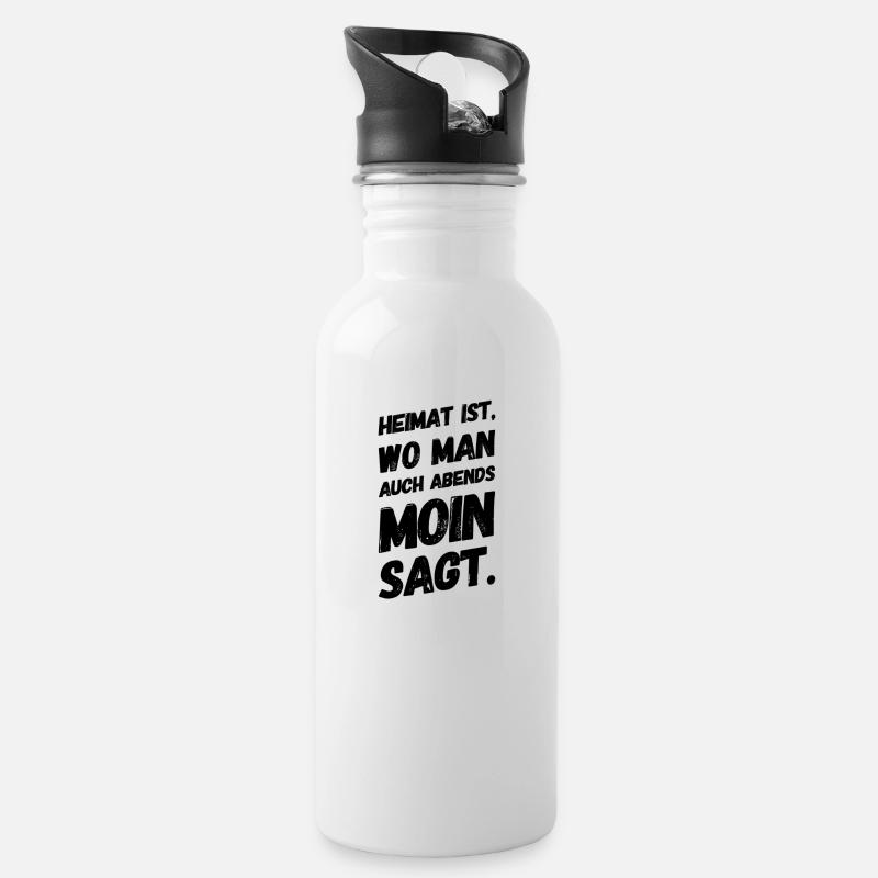 Hamburg Shirt Moin norddeutsche Geschenkidee - Trinkflasche mit integriertem Trinkhalm - Weiß