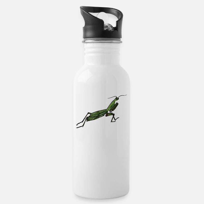 Mantis insect mantis insects graphic - Water bottle with straw - white