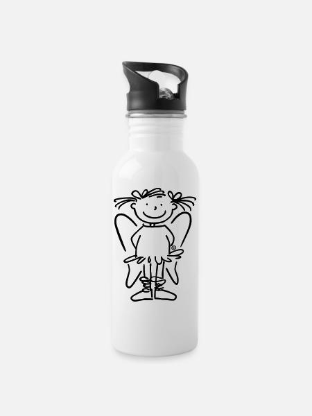 Einfach Schutzengel Ballett-Annett - Trinkflasche mit integriertem Trinkhalm - Weiß