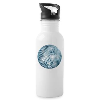 Disco Ball / Mirror Ball / Disco (Argent, PNG) - Gourde avec paille intégrée - blanc - Droite