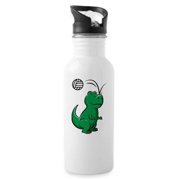 Dinosaur Volleyball Player Dino Sweet Gift - Water bottle with straw - white - Right