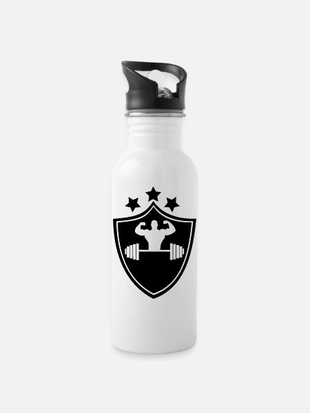Sport - Trinkflasche mit integriertem Trinkhalm - Weiß